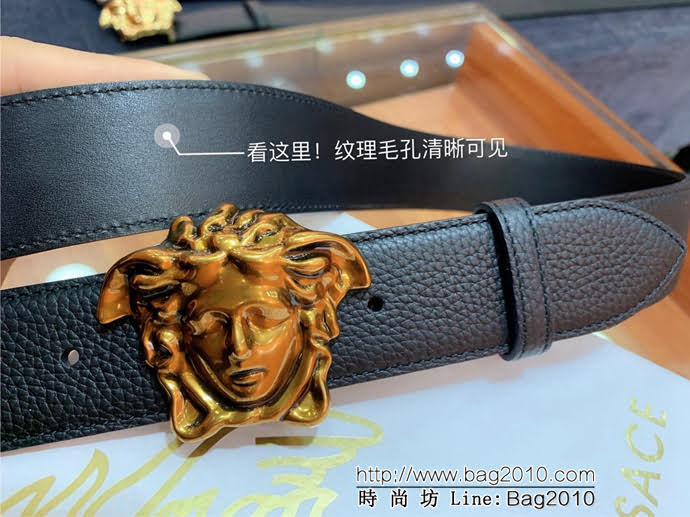 VERSACE範思哲 外貿原單貨 原廠荔枝紋牛皮 全粒面小牛皮底 男士皮帶 高端人士首選  xfp1329